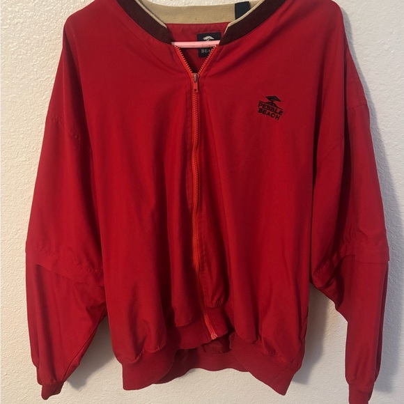 Pebble Beach Other - Pebble Beach Golf Zip Up Jacket Mens XL Red Zip Off Sleeves Chest Logo